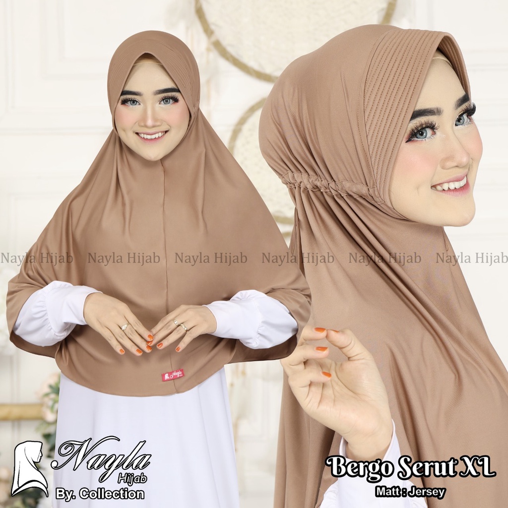 HIJAB INSTAN BERGO SERUT L,XL ORI NAYLA  PASAR HIJA'B