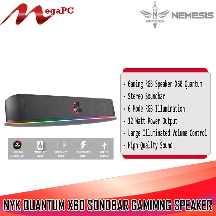 NYK Quantum X60 / X-60 RGB Soundbar Gaming Speaker