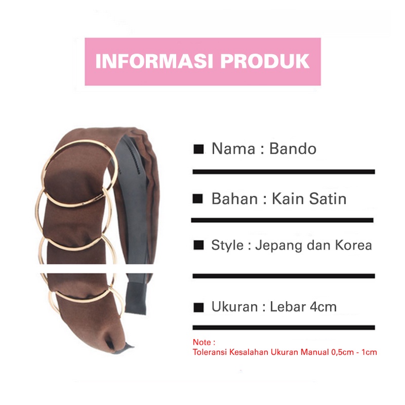 Bando Korea Perempuan Dewasa Motif Cincin Besar Aksesoris Rambut Cewe Fashion Wanita Bandana Lucu AK106