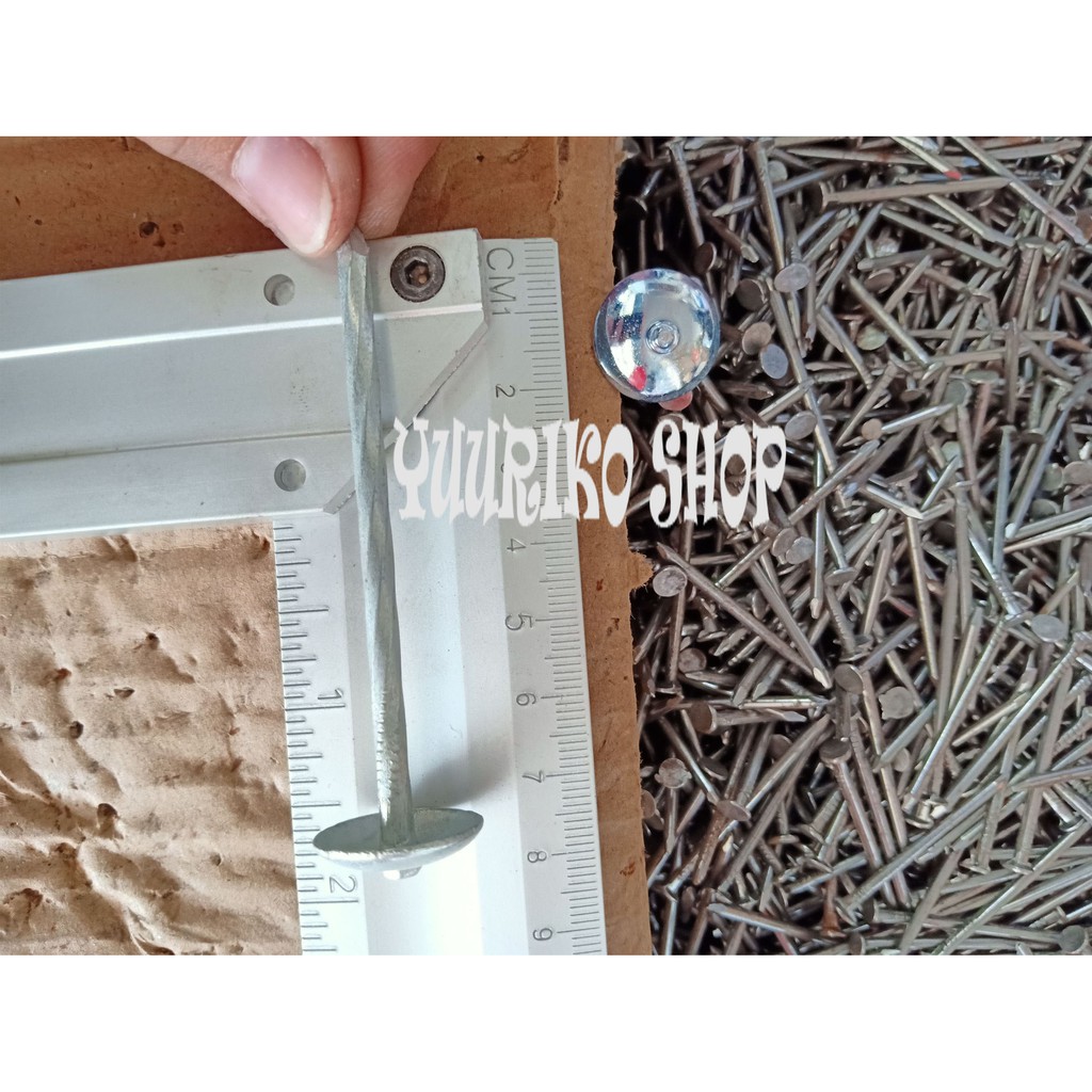 Paku asbes 7 cm fiber gelombang n seng gelombang paku payung topi 10 pcs
