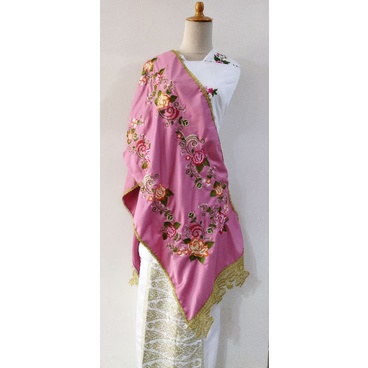 Salendang koto gadang bahan cavali /selendang koto gadang-Geranium pink