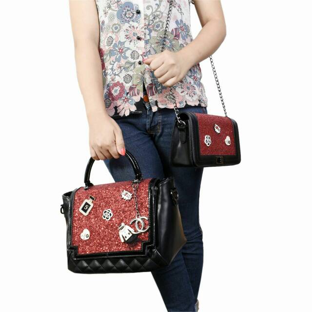 Tas Cewek 2 IN 1 MERK Chanel Mum&Kids