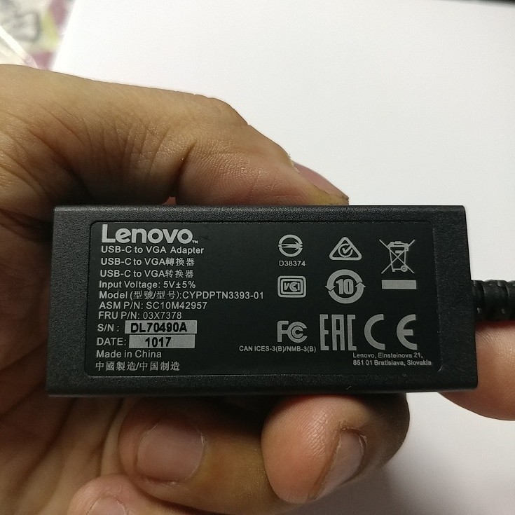 Lenovo USB-C to VGA Adapter 03x7378 sc10m42957 original