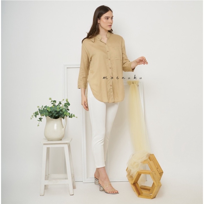 Kemeja Basic Kemeja Polos Lengan Panjang Wanita  Kemeja Rayon