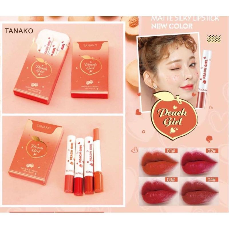 LIPSTICK TANAKO PEACH GIRL MURAH / SMOKE LIPSTICK BOX [ PER BOX ISI 4PCS ]