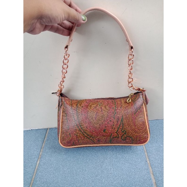 SHOULDER BAG RANTAI ALA ETRO FULL KULIT,  PRELOVED SHOULDER BAG,  TAS KETEK KULIT