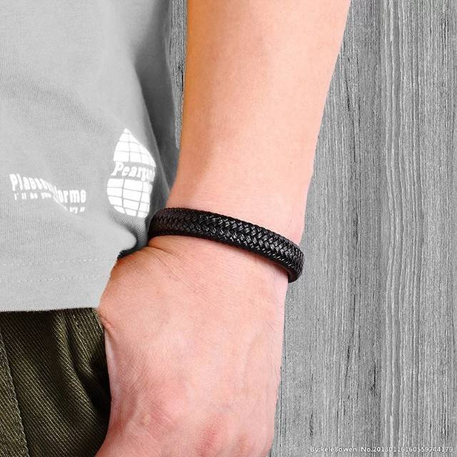 Gelang kulit cowok pria hitam original