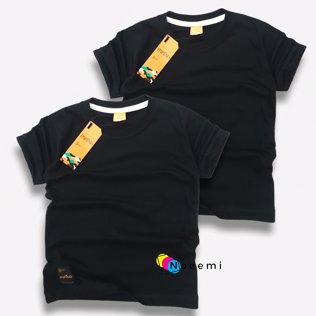 Papino Baju Kaos Anak Laki Laki 1-12 Tahun Pakaian Distro Oblong Polos Hitam