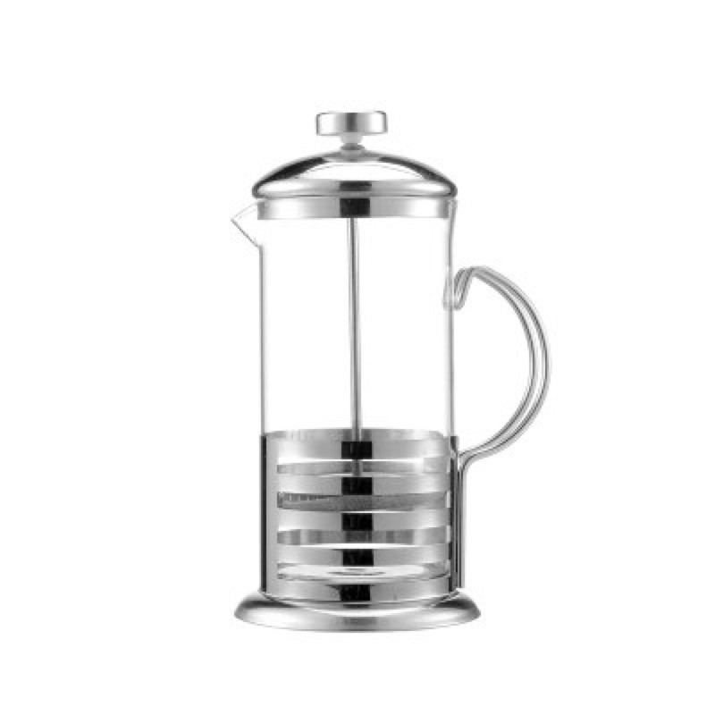 Duolvqi French Press Coffee Maker Pot Stripe/bean Pattern 350ml - Silver