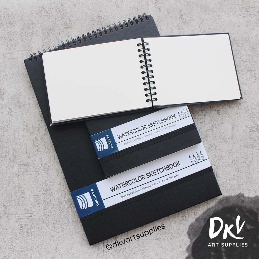 

➴Murah Watercolor Sketchbook Baohong Cellulose 300gsm A6 / A5 / A4 Y92 ➴