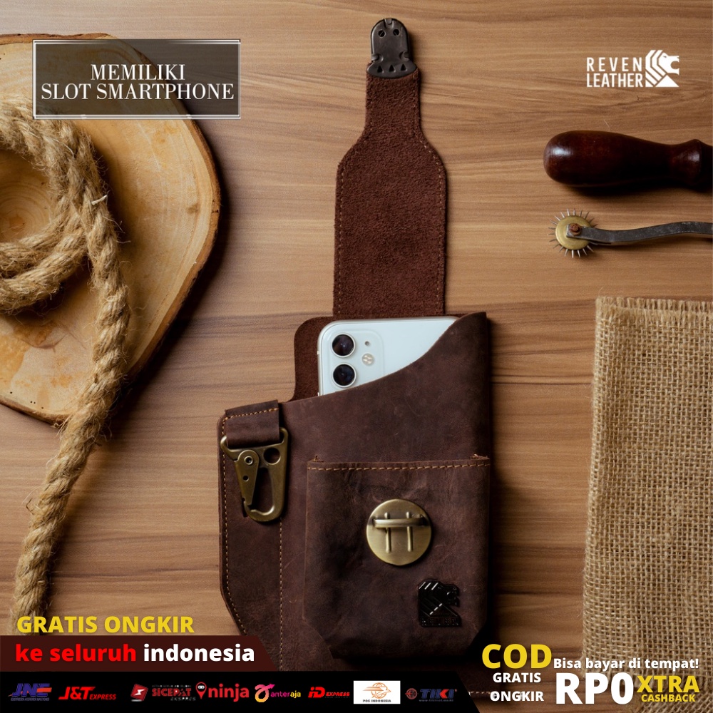 COD READY Tas Selempang HP Pria Original Kulit Keren GRATIS ONGKIR