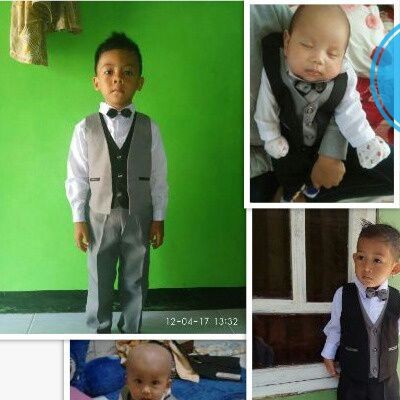 Setelan Resmi Bayi Anak Laki Usia 3 6 bulan 1 2 Tahun Vest ABU PREMIUM - Setelan Pesta Anak Cowok Dasi Set Vest GREY Lengkap