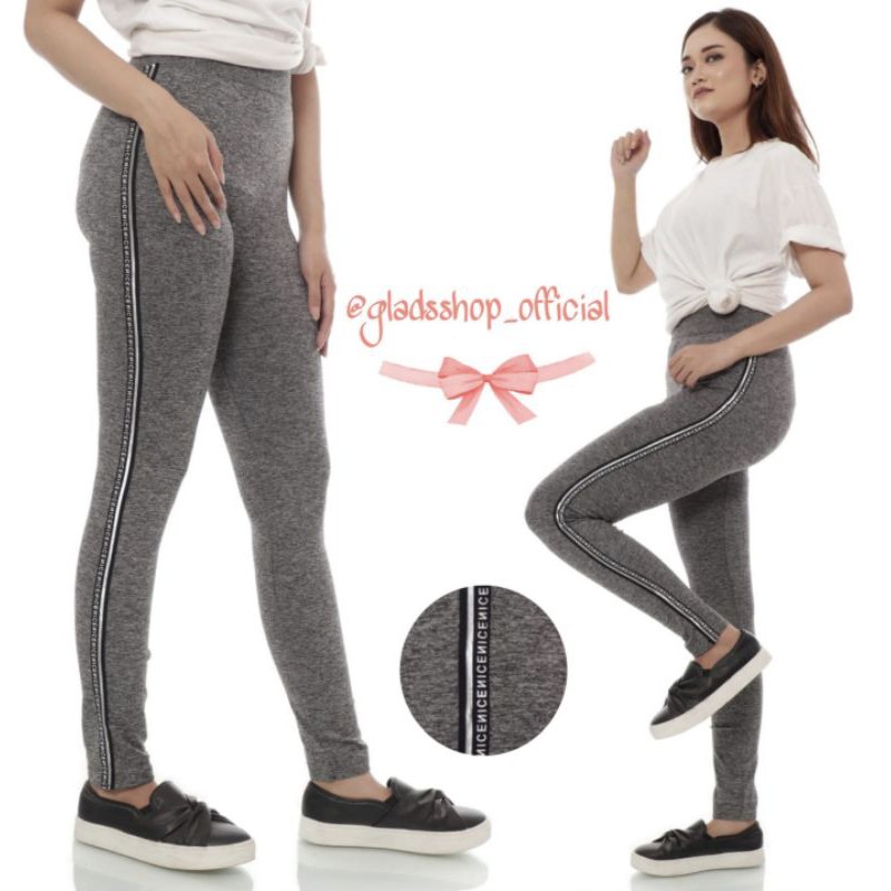 L340 • Celana Legging Misty List Nice Metalik Import • Fashion Wanita • Celana Senam Olahraga Wanita