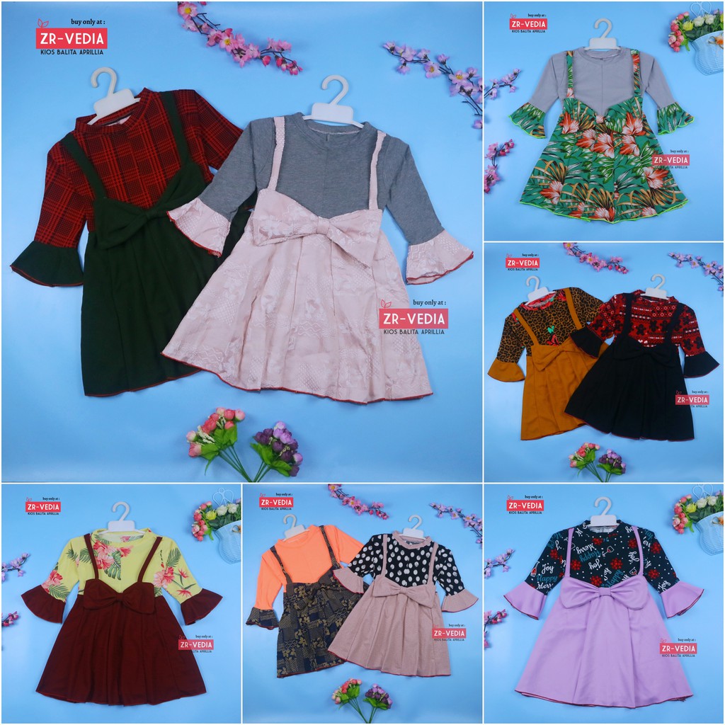 Overall Kirei uk 5-6 Tahun / IMPORT Dres Lengan Panjang Baju Anak Perempuan Adem Gaun Pesta Murah