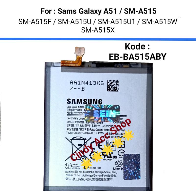 Baterai Batre Samsung A51 A515 EB-BA515ABY Original Battery