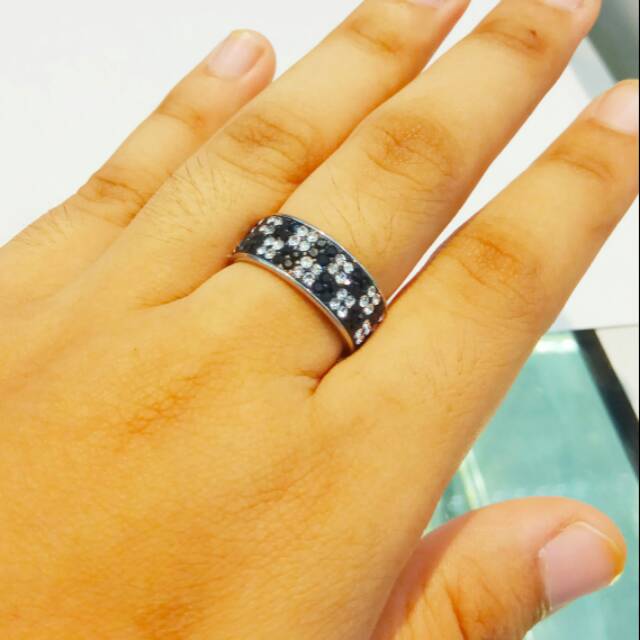 Cincin titanium diamond black cincin wanita cincin Couple