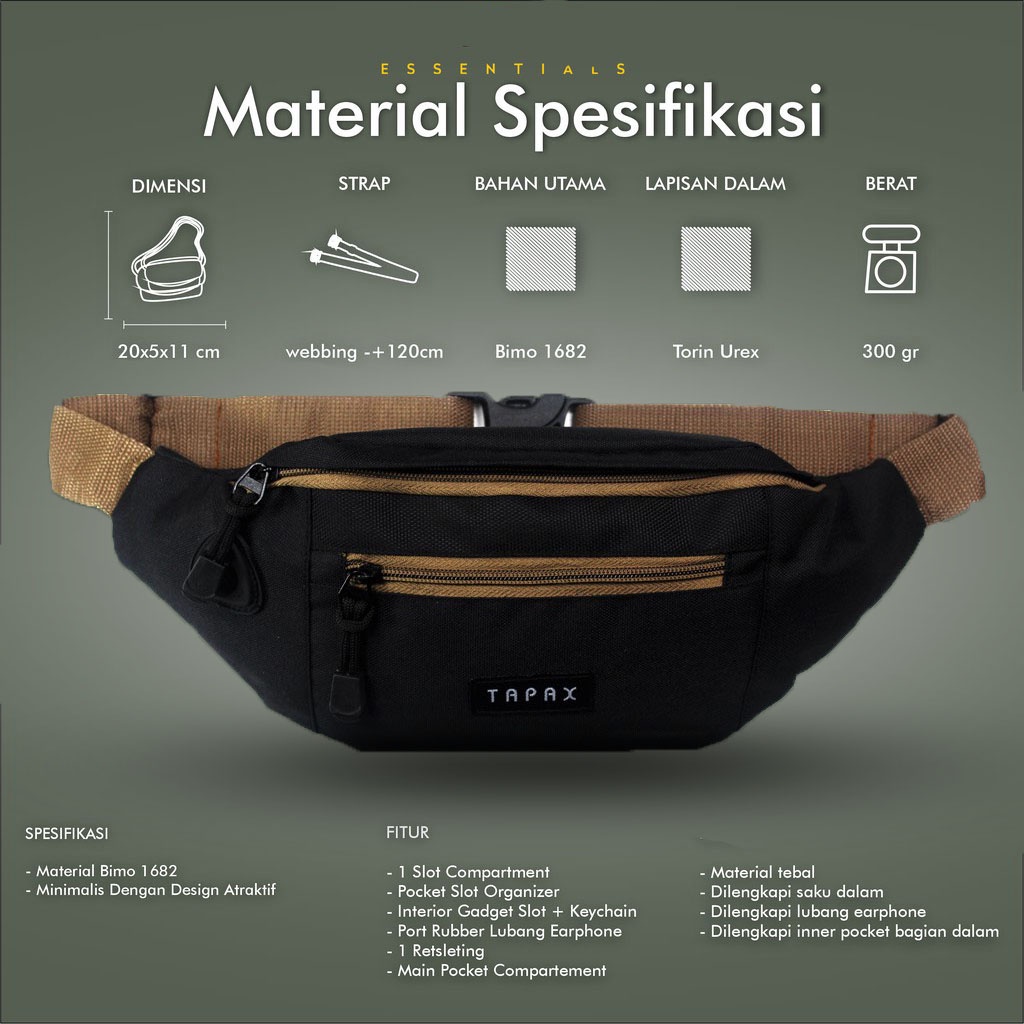 Tas Waistbag Pria Casual Scoklat Zetshop