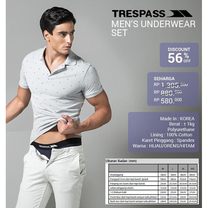 Celana dalam kesehatan pria Trespass 3 pcs / Bio magnetic / Terapi