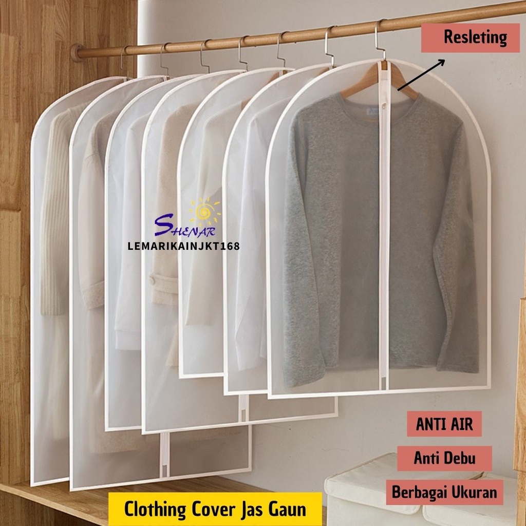 Terbaru! Bisa COD Pelindung pakaian Jas Gaun Anti Air|Cover resleting Jas Gaun Anti Debu|Clothing cover baju Transparant anti debu|Sarung Baju