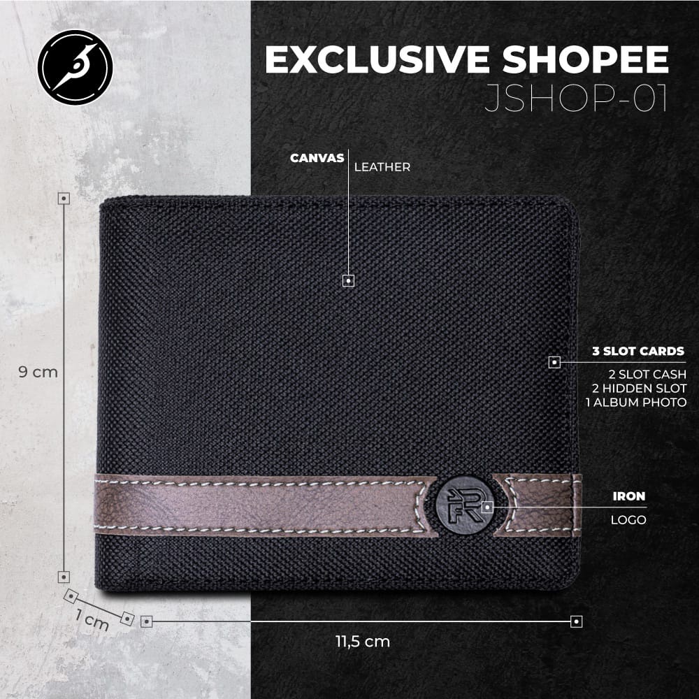 [HANYA DI SHOPEE] Dompet Pria Canvas Lipat Kulit Pria Cowok Laki Laki Kulit Canvas Murah JSHOP-01-2