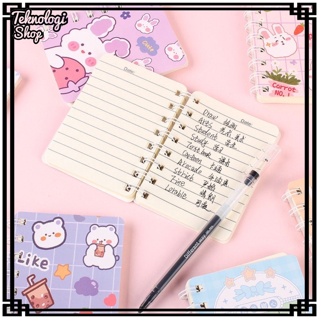 Buku Mini A7 Notebook Ring Motif Spiral Mini A7 /Buku Catatan Mini Ring /Memo Tulis /DiaryBook