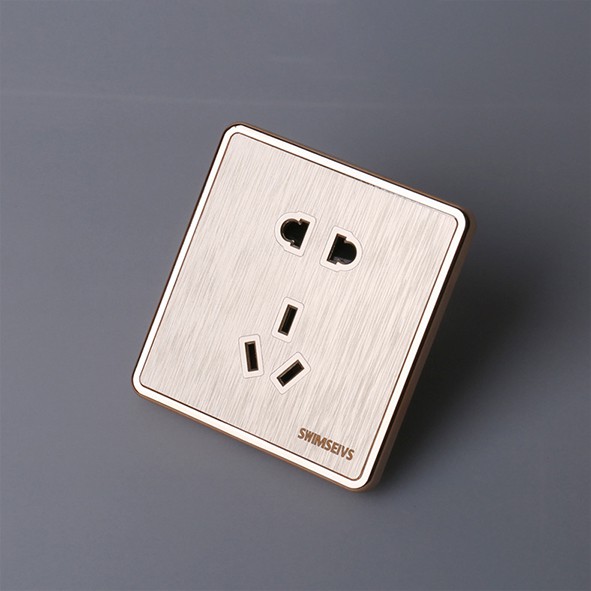 Saklar / Sakelar Lampu Emas Gold Brushed 1/2/3 Gang 1 Way Electrical Switch Stop Kontak USB