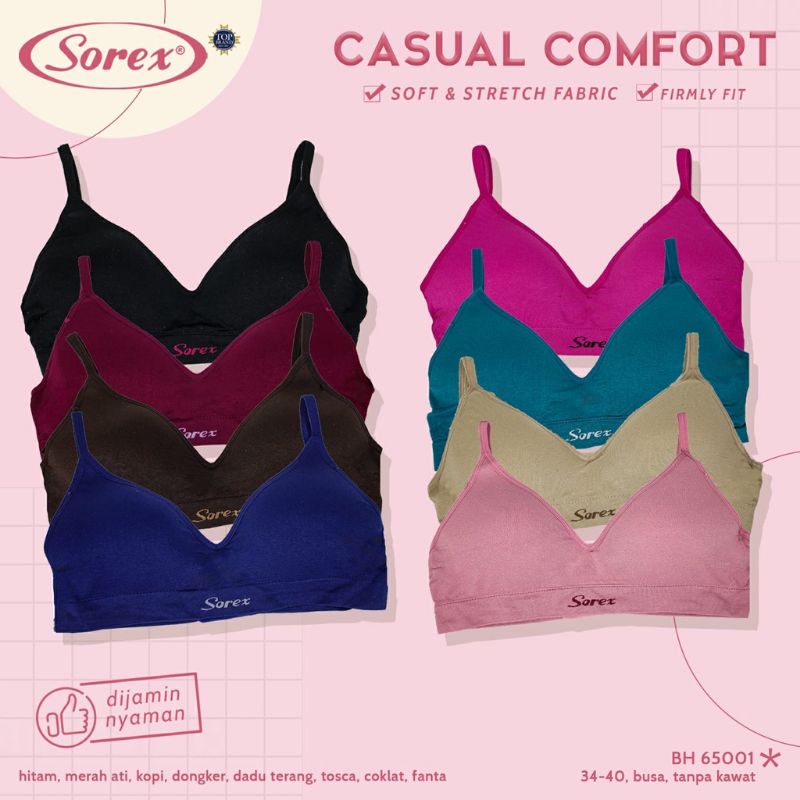 Sorex Bra Tanpa Kawat Busa Kait 2 Setara Cup B Bra Harian Casual Comfort BH 65001