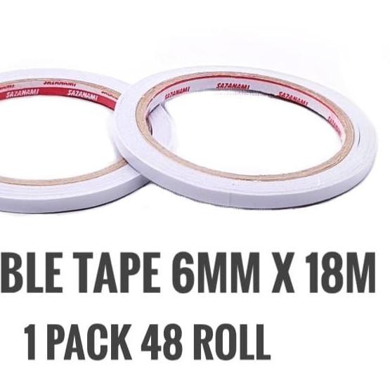

♀ DOUBLE TAPE 6MM x 18 METER DOUBLETAPE KERTAS ACRYLIC SAZANAMI 48ROLL ♜