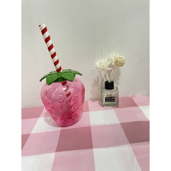 Tumbler Tempat minum anak unik nanas strawberry dan unicorn-Stroberry pink