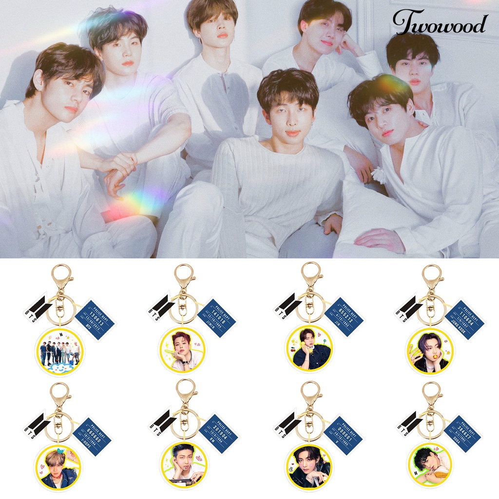 Gantungan Kunci Motif Print BTS Bangtan Boys Bahan Akrilik Untuk Hadiah Ulang Tahun