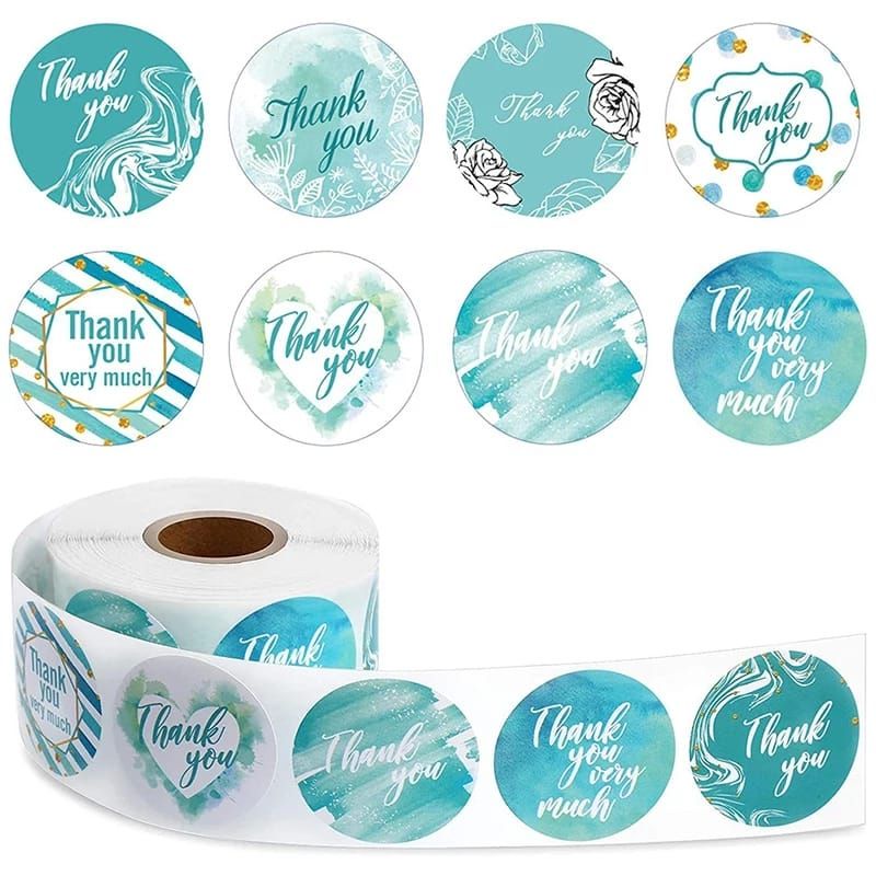 500pcs (1roll), 2.5cm (1inch) Cute Thank You Stiker Pastel Colour Label OL Shop multiple designs in 1 roll