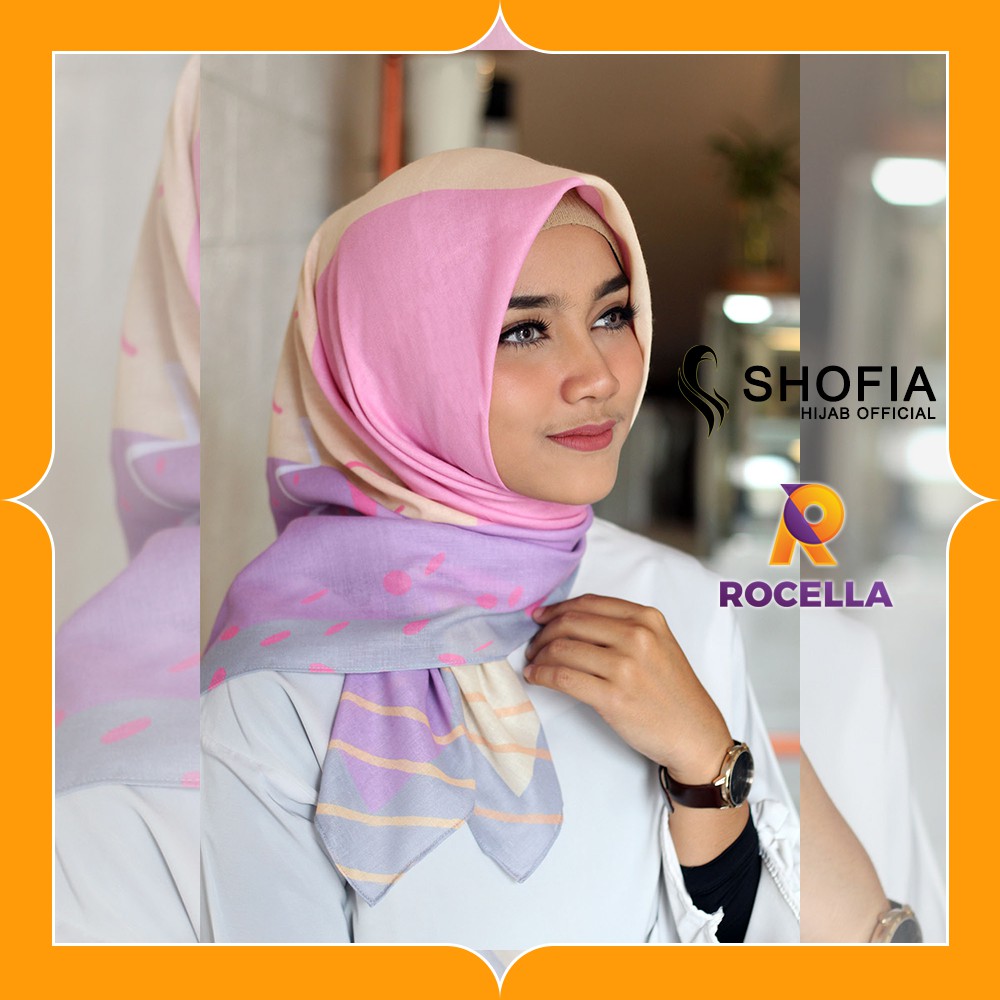 Rocella Hijab Naura Jilbab Segi Empat 4 Simple Elegant Full Motif