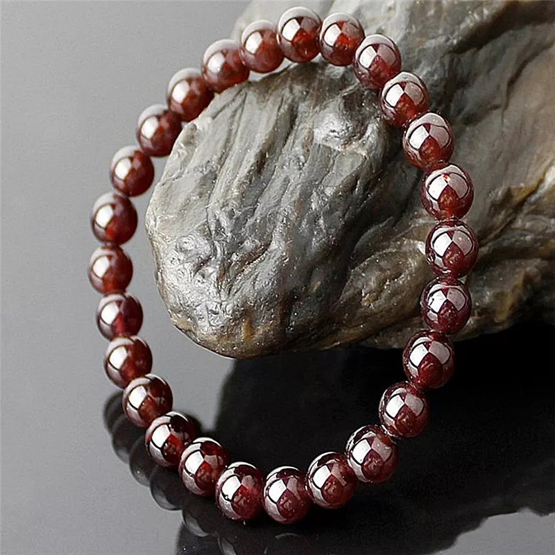 Gelang Pria Wanita Batu Natural Garnet Hight Quality Grade A Elastis Original Garnet