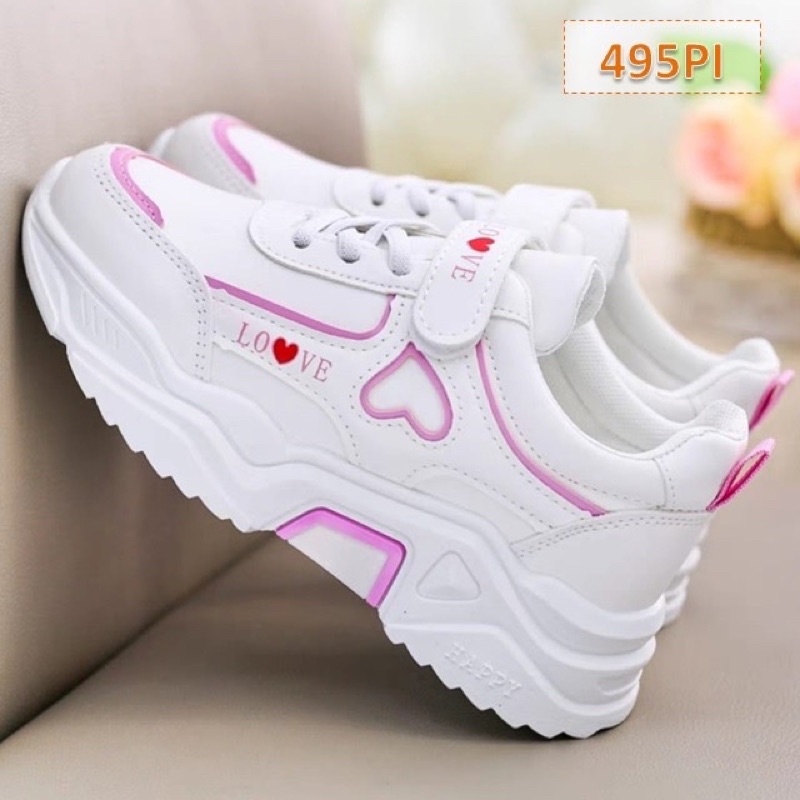 sepatu sneaker anak perempuan love pink