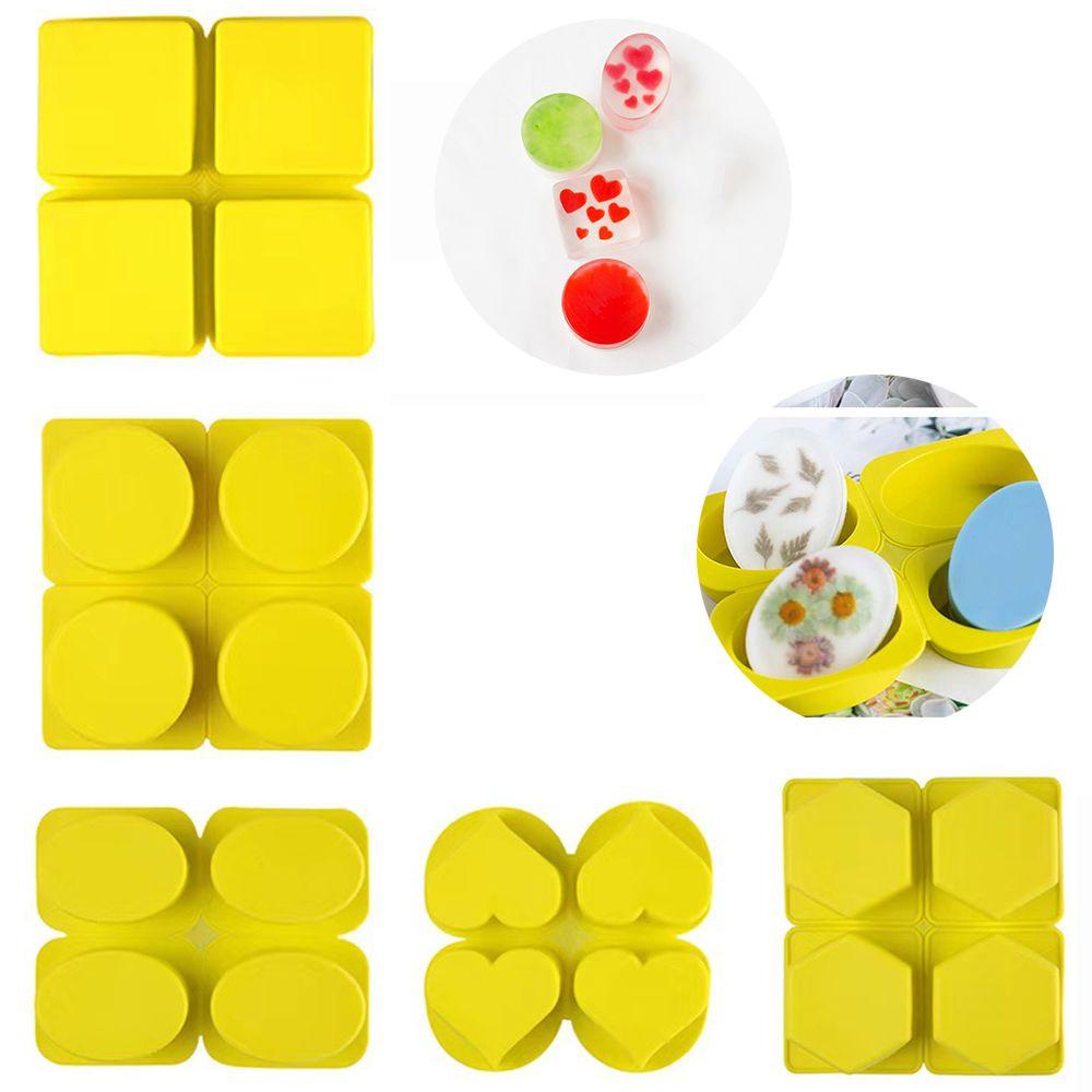 Solighter Cetakan Sabun Silikon Banyak Bentuk Multi-Fungsi 3D DIY Craft 4rongga Handmade Soaps Supplies