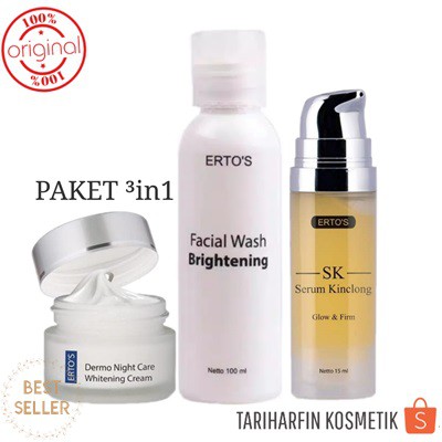 Dijamin Ori Ertos Paket 3 In 1 Erto S Beauty Care Facial Wash Serum Kinclong Dermo Night Indonesia