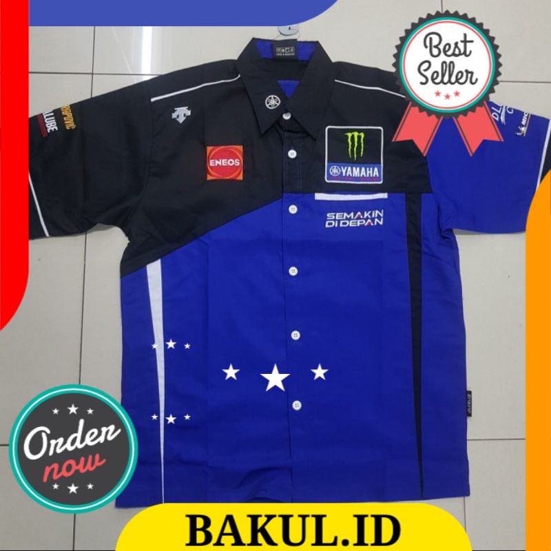 Baju seragam otomotif Yamaha, baju komunikasi Yamaha, baju komunikasi MotoGP, kemeja bordir F1