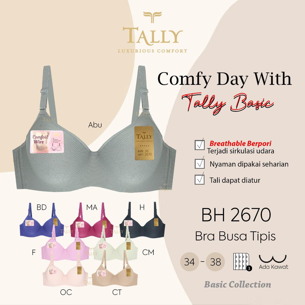 TALLY BRA BH 2670 I CUP B | SIZE 34-38 I BUSA TIPIS I ADA KAWAT