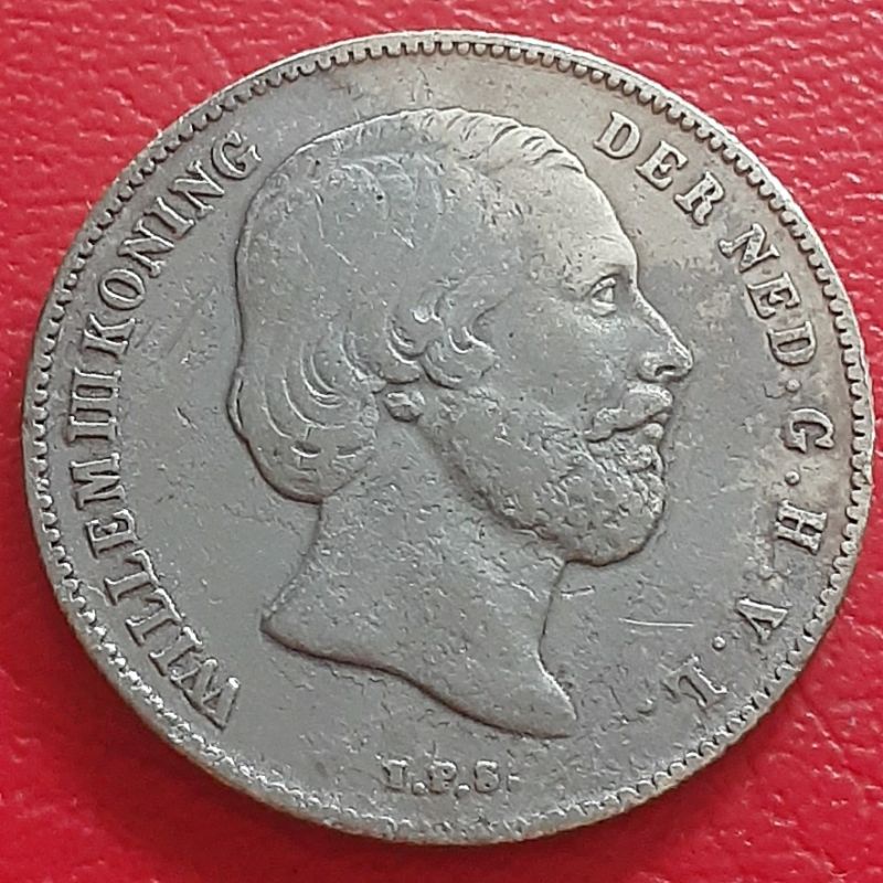 Uang Koin  Perak Kuno 1/2 Gulden Willem 3 Nederland Tahun 1861 Silver Coin