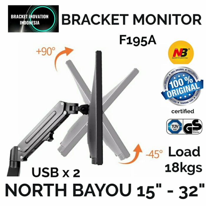 Bracket dual monitor 15 - 32 inch North Bayou NB F195A Full Motion