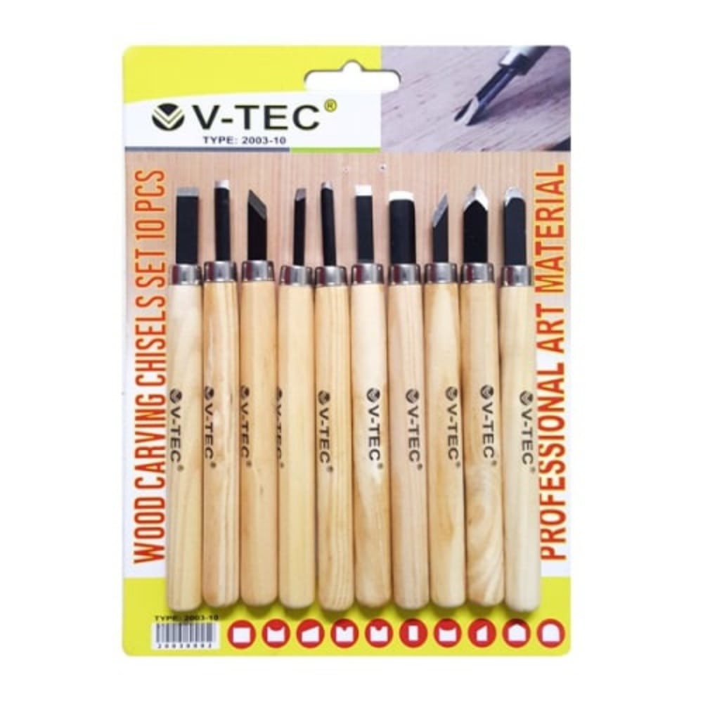 V-tec Wood Carving Knife Set 10  Pisau Ukir Set 10