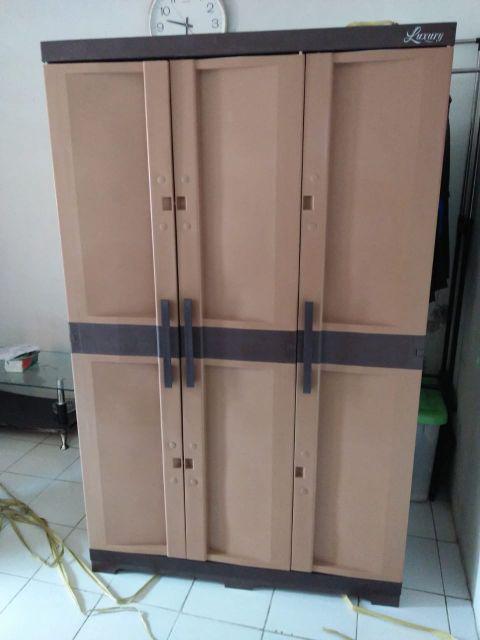 Lemari Plastik Luxury Tabitha 3 Pintu Full Rak / Gantung (promo Harga)