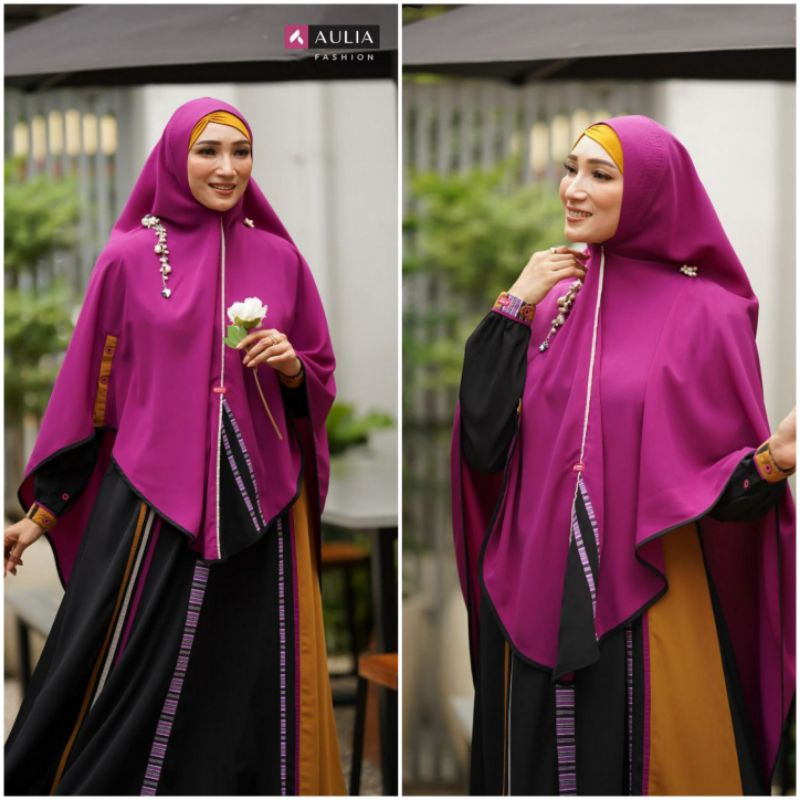 GAMIS TERBARU AULIA FASHION ARSYILA BLACK BURGUNDI LIMITED EDITION