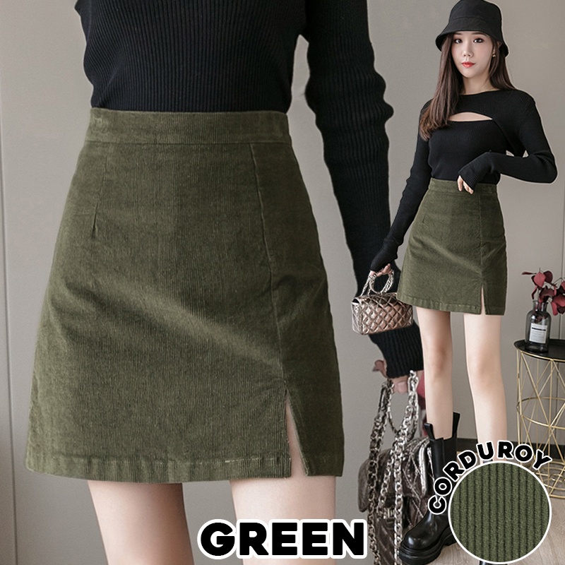 KARAKOREA 302 Corduroy Velvet Skirt/Korean Women Skirt/Rok Pendek/Rok Beludru/Rok Velvet