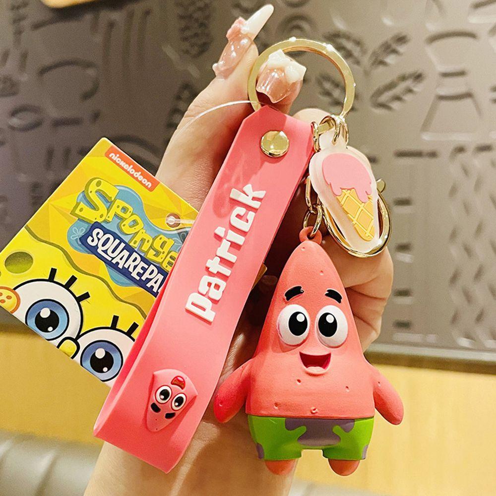 Agustinina Kartun Gantungan Kunci Kreatif Perempuan Krabs Bos Hadiah Patrick Star Squidward Alloy Key Lanyard