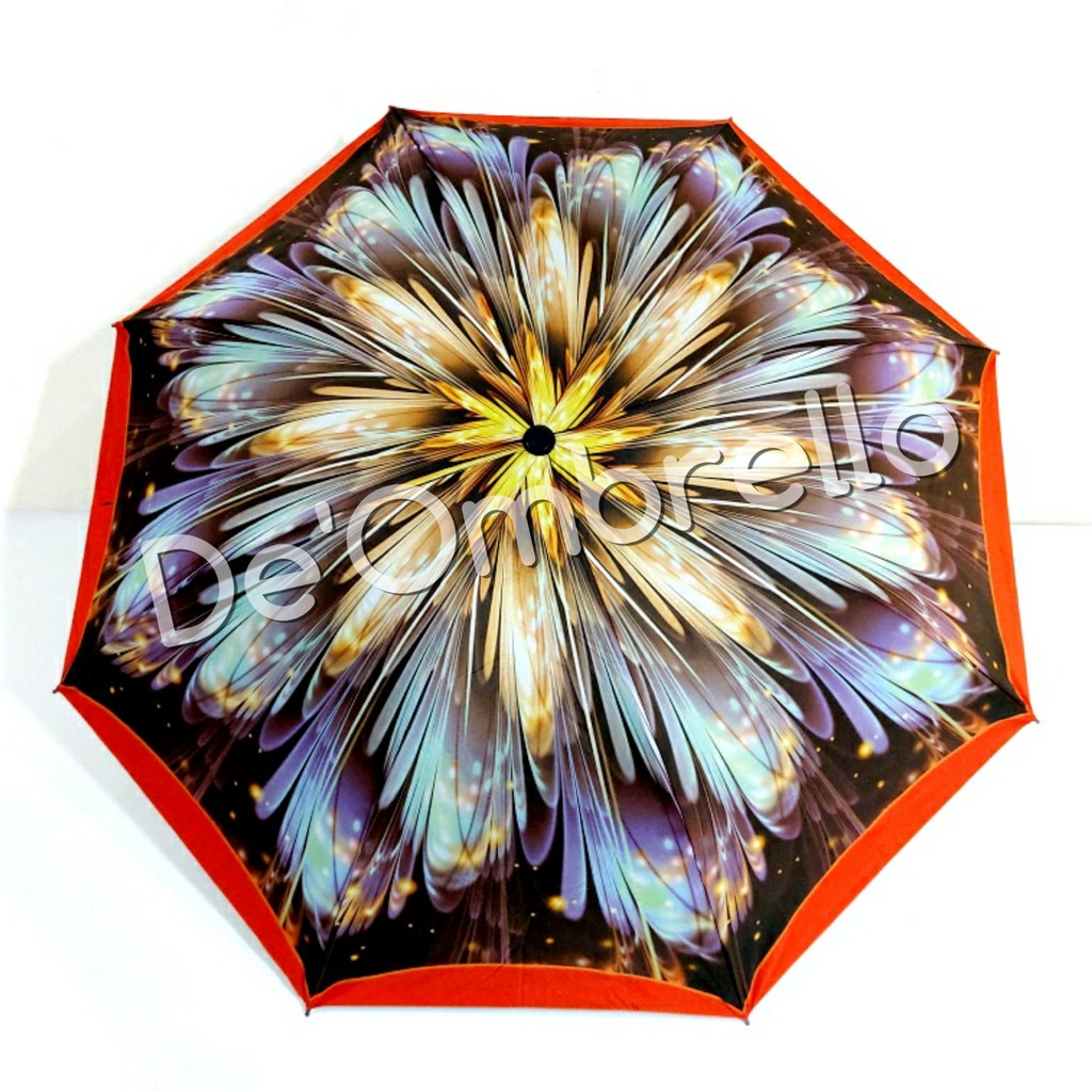 (369)Payung Lipat 4 Motif Firework Dalam Hitam Anti UV