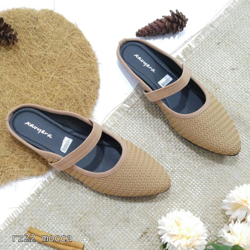 BorneoXavyera  Sepatu Flat Amira rz22 Flatshoes Kekinian Bahan Kanvas Premium