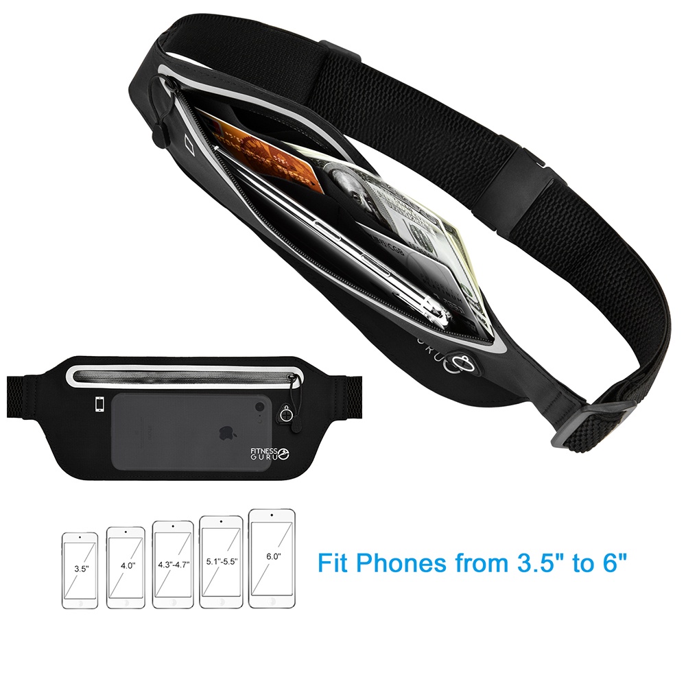 Tas Pinggang Olahraga Premium Sport Waist Bag - ZE-WP350 - Black