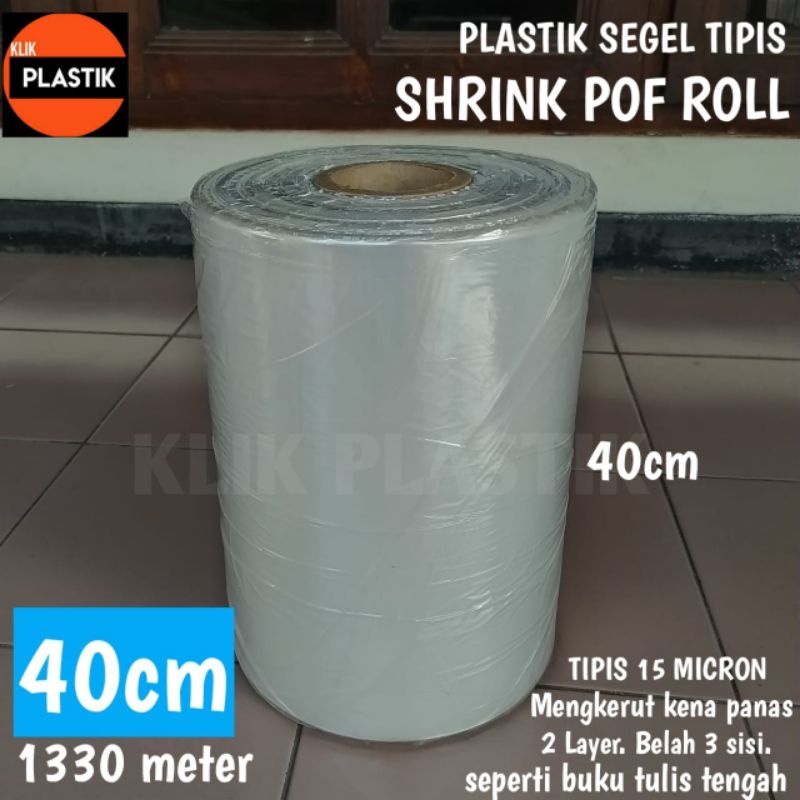 PLASTIK SHRINK POF 40CM 1332 METER PLASTIK SEGEL TIPIS MAJALAH WARP