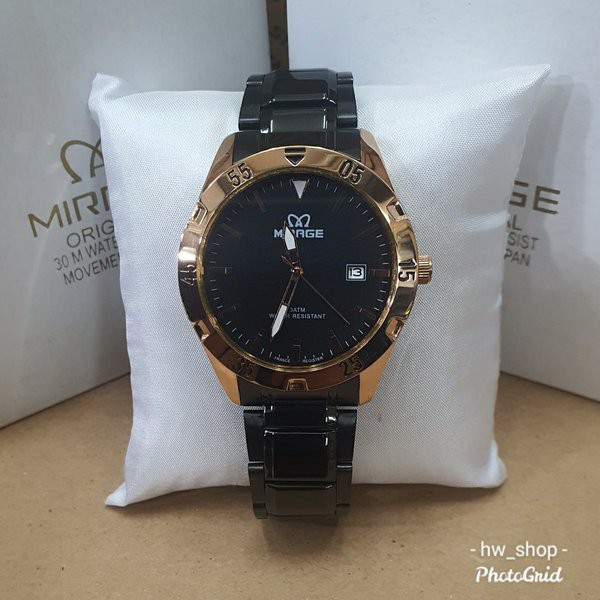 Jam Tangan Pria Mirage 8513 Hitam Rosegold Original . Jam Tangan Mirage Original